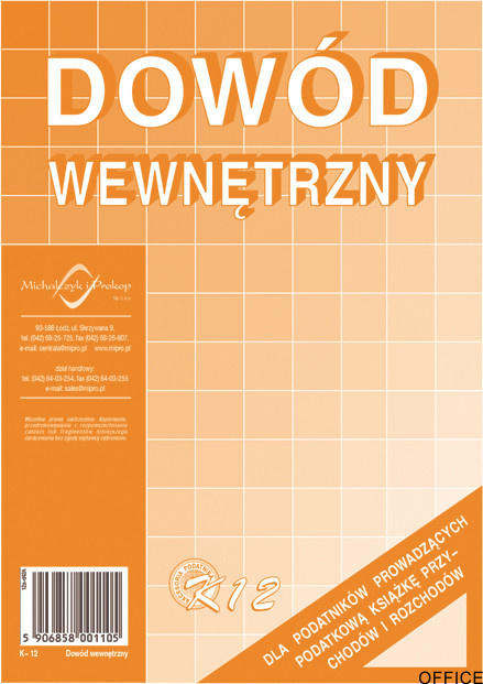 Dowód_wewnętrzny dla podatników prowadzących podatkową k.p.i.r.K-12 Michalczyk i Prokop