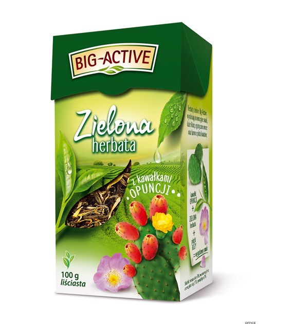 Herbata BIG-ACTIVE kawał.OPUNCJI 100g liściasta zielona