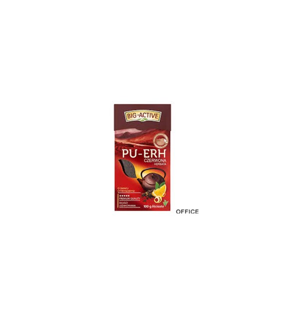 Herbata BIG-ACTIVE PU-ERH czerwona liściasta o smaku cytrynowym 100g