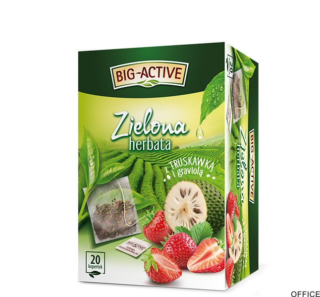 Herbata BIG-ACTIVE TRUSKAWKA-GRAVIOLA zielona 20 kopert/34g