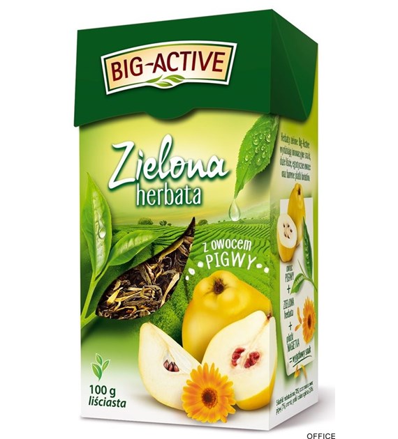 Herbata BIG-ACTIVE zielona liściasta z owocem pigwy 100g