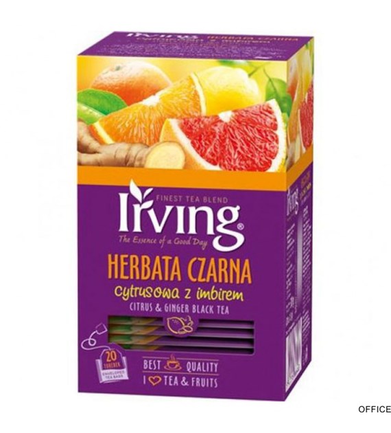 Herbata IRVING cytrusowa z imbirem 20 kopert 1,5g czarna