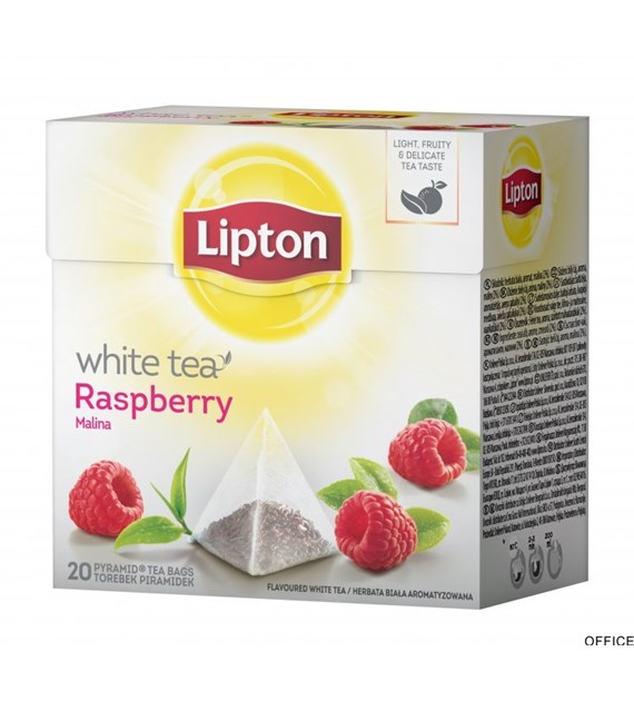 Herbata LIPTON PIRAMID malina (20 saszetek) biała