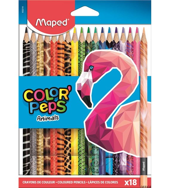 Kredki COLORPEPS ANIMALS trójkątne 18 szt pud. z zaw. 832218 (X)