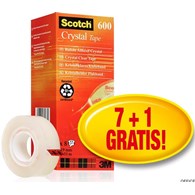 Taśma biurowa SCOTCH Crystal (6-1933R8), 19mm, 33m, 7szt., 1 rolka GRATIS