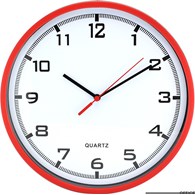 Zegar ścienny plastikowy 25,5 cm, czerwony z białą tarczą MPM E01.2478.20.A