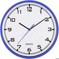 Zegar ścienny plastikowy 25,5 cm, niebieski z białą tarczą MPM E01.2478.30.A