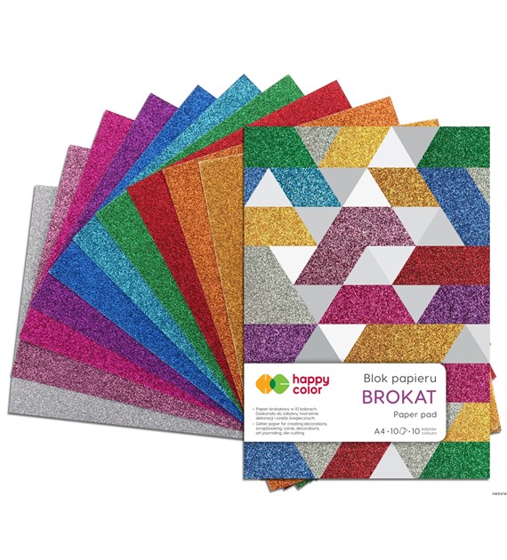 Blok BROKAT, A4, 10 ark, 150g, 10 kolorów, Happy Color HA 3815 2030-BR