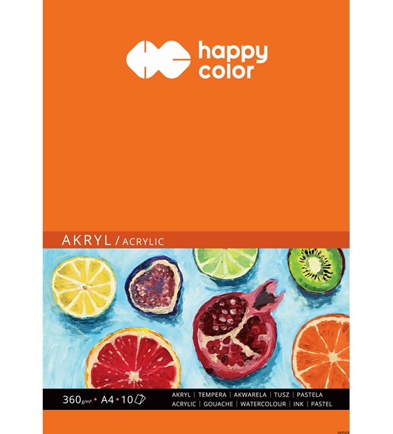 Blok do akrylu, Art., A4, 10 ark, 360g, Happy Color HA 7836 2030-A10