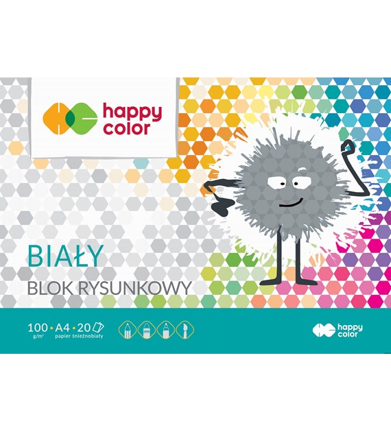 Blok rysunkowy biały A4, 100g, 20 ark, Happy Color HA 3710 2030-0