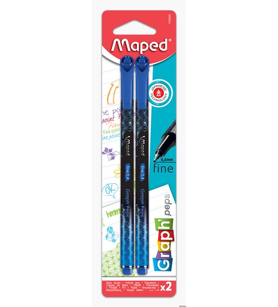 Cienkopis GRAPH PEPS DECO niebieski 2 szt blister Maped 749040 (X)