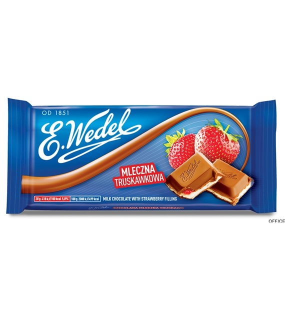 Czekolada mleczna truskawkowa WEDEL 100g