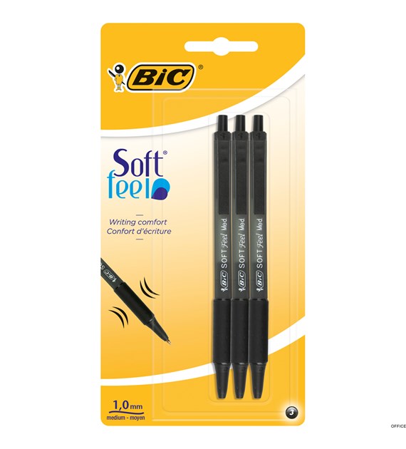 Długopis BIC Soft Feel czarny Blister 3szt, 837395