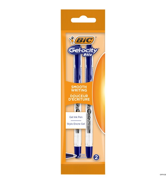 Długopis żelowy BIC Gel-ocity Stic 0.5mm niebieski, blister 2szt, 989707