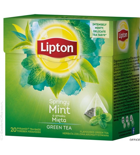 Herbata LIPTON PIRAMID GREEN TEA MIĘTA 20t zielona INTENSE MINT