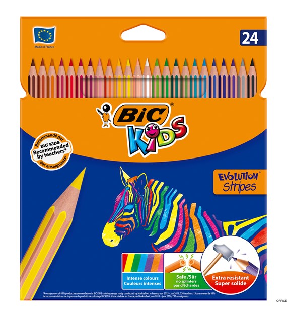 Kredki ołówkowe BIC Kids Eco Evolution Stripes 24kol., 950525