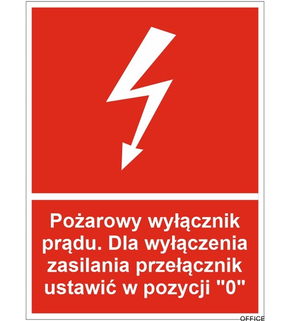 Naklejka Przeciwpożarowy wyłącznik prądu