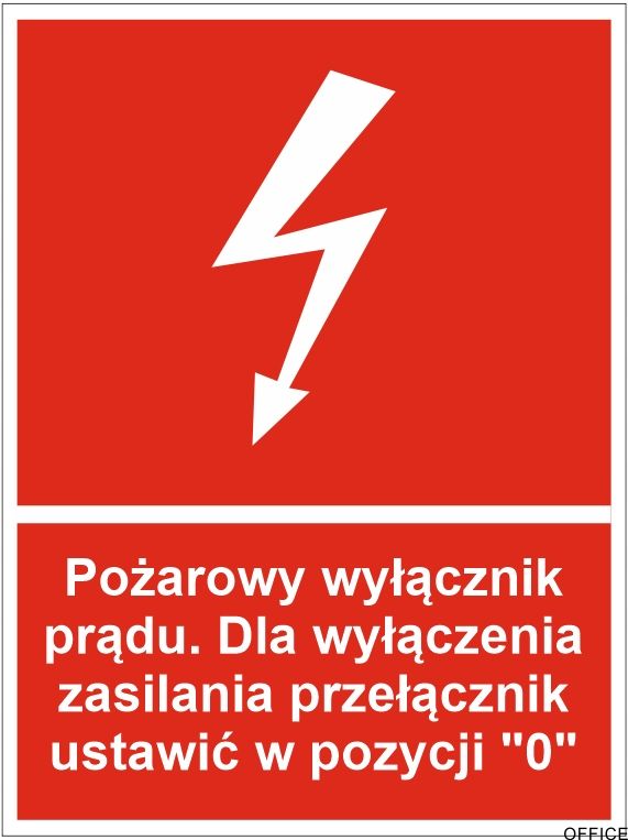 Naklejka Przeciwpożarowy wyłącznik prądu