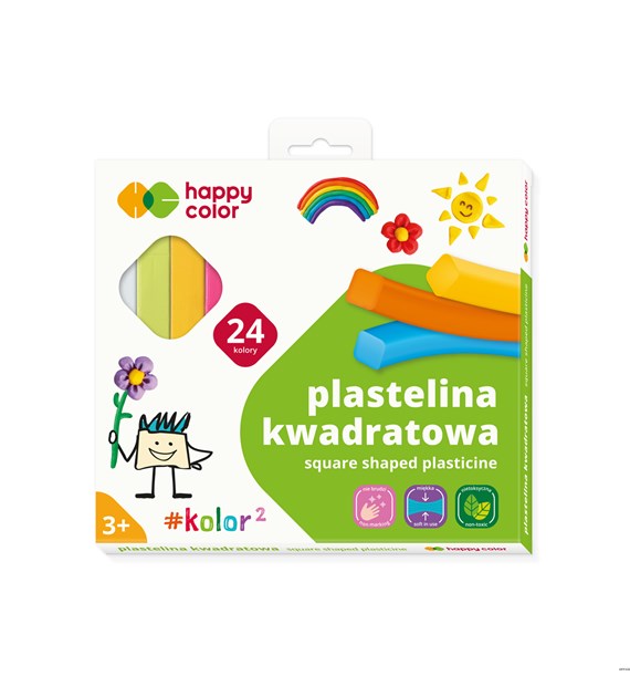 Plastelina szkolna kwadratowa, 24 kolory, Happy Color HA 2114 K24