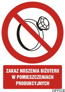 Tabliczka  Zakaz noszenia biżuterii ZZ-20Z/11881ZN (X)