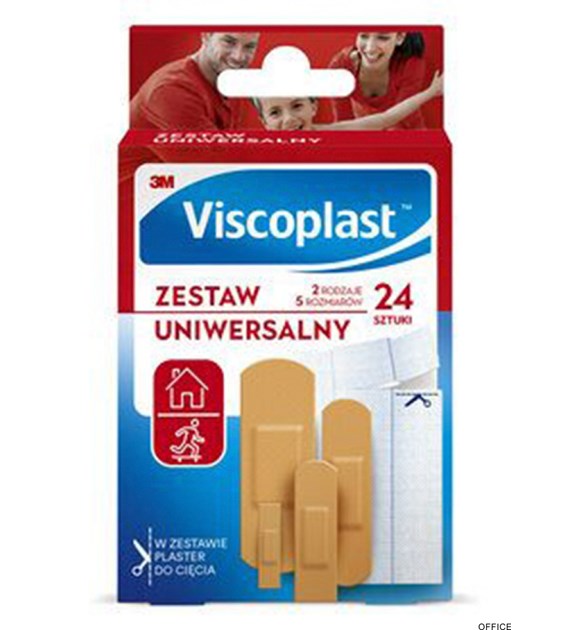 Zestaw plastrów VISCOPLAST, 24szt., 2rodzaje/5rozmiarów mix kolor UNIWERSALNE 4054596798328