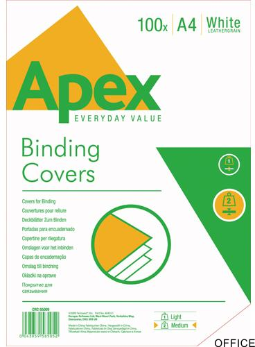 APEX okładki do bindowania A4 (białe, skóropodobne) op. 100szt. 6500901 FELLOWES