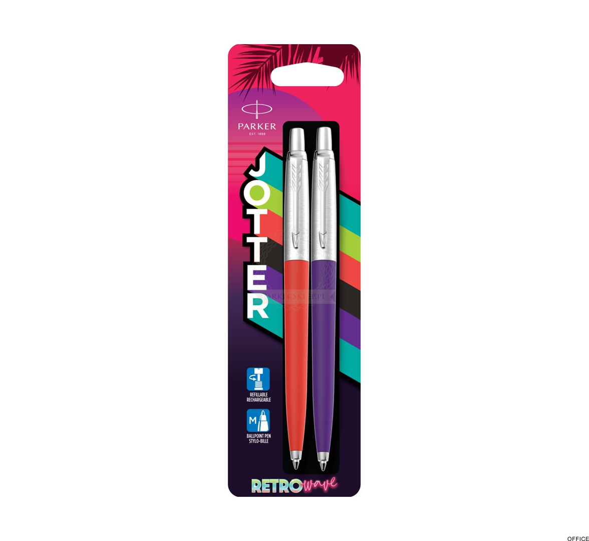Długopis Jotter Originals 80 S Retro Wave : Red + Purple (niebieski wkład) PARKER 2186314, blister 2