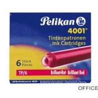 Naboje do piór, krótkie czerwone 301192 Pelikan