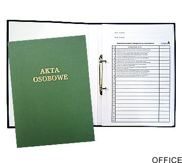 Teczka do akt osobowych z zamkiem zielona zadruk.1824-339-028 WARTA