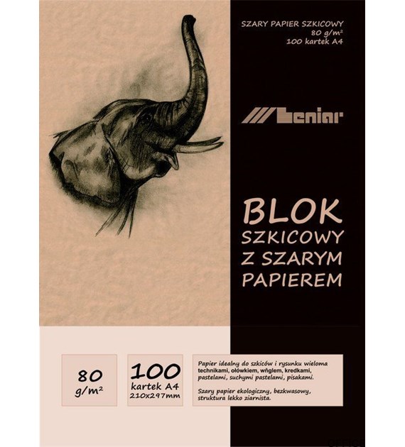 Blok szkicownik A4 100ark. 80g. papier szary 90853 LENIAR