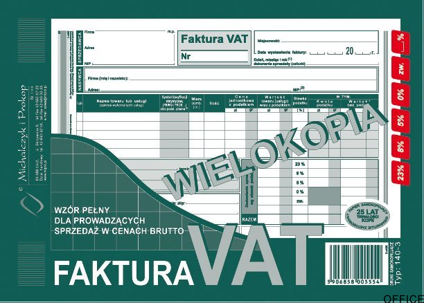 140-3N/E Faktura VAT A5brut. wielokopia MICHALCZYK I PROKOP