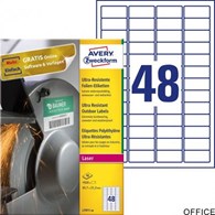 Etykiety polietylenowe ultra resistant, A4, 40 ark./op., 45,7x21,2mm, AVERY ZWECKFORM, L7911-40