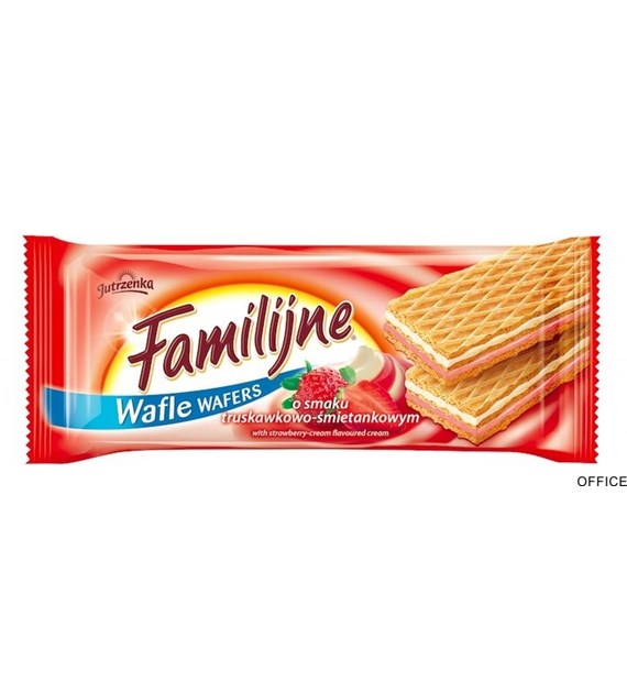 Wafle FAMILIJNE Truskawkowo-śmietankowym 180g JUTRZENKA