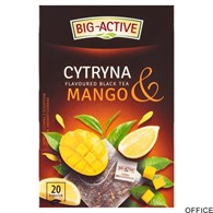 Herbata BIG-ACTIVE Cytryna & Mango 20 torebek/40g czarna z kawałkami owoców