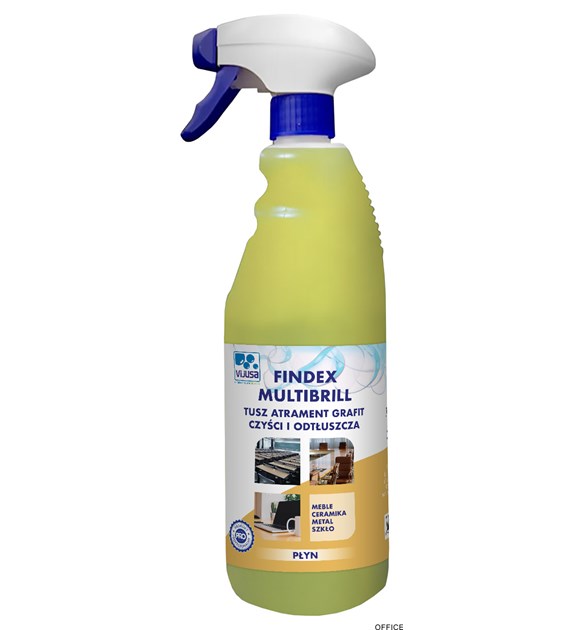 Płyn/preparat Professional do czyszczenia i odtłuszczania powierzchni twardych, Tusz Atrament Grafit itp., VIJUSA 750ml, Findex Multibrill, Spray