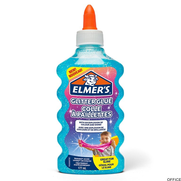 Elmers klej brokatowy, niebieski, zmywalny i przyjazny dzieciom, 177ml, 2077252