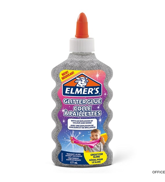 Elmers klej brokatowy, srebrny, zmywalny i przyjazny dzieciom, 177ml, 2077255 (X)