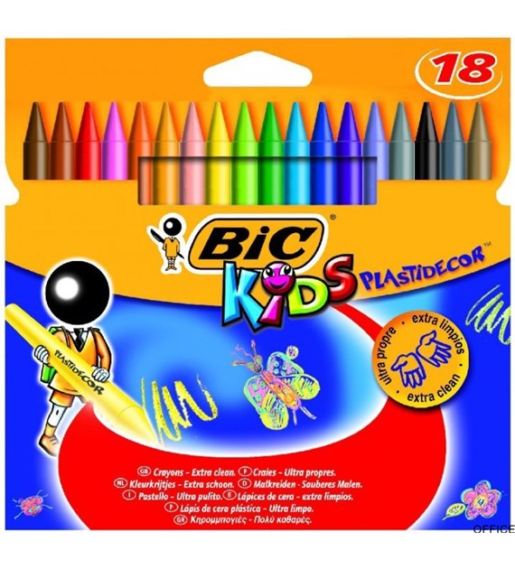 Kredki świecowe BIC Kids Plastidecor 18kol., 8297711