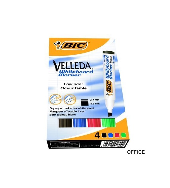 Marker suchościeralny BIC Velleda ECOlutions 1751 mix AST 4szt, 904950