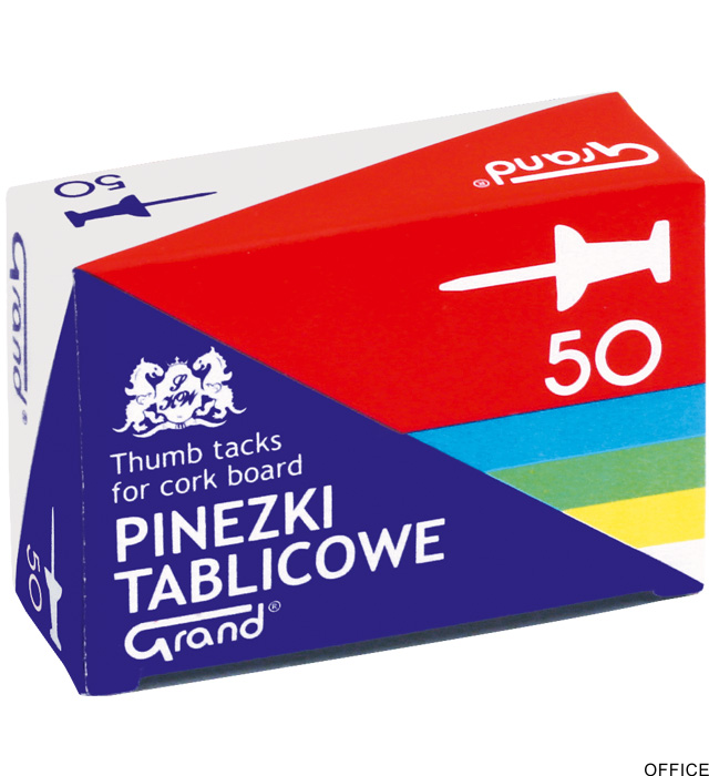 Pinezki tablicowe op-50szt. kolorowe GRAND 110-1657