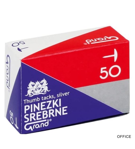 Pinezki srebrne plastikowe 50szt 110-1636 GRAND