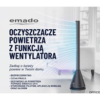 Wentylator bezłopatkowy, oczyszczacz powietrza, cichy, pilot, WiFi, światło UV-C, czarny, EMADO W-010 M-UV-C